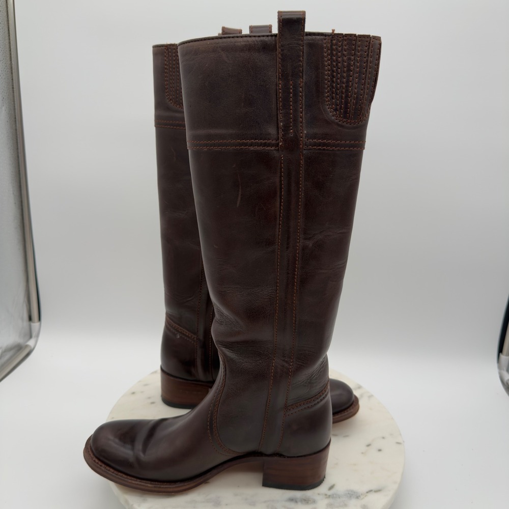 Sendra Tall Riding Boots Womens 6.5 Brown Leather Knee High Block Heel‎ 7457 - Picture 10 of 12